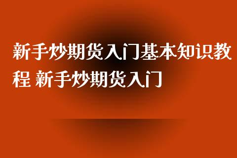 新手炒期货入门基本知识教程 新手炒期货入门_https://www.xyskdbj.com_期货学院_第1张