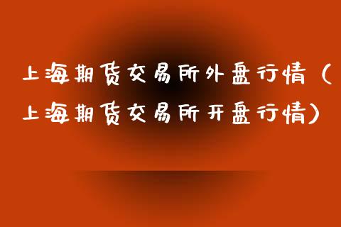 上海期货交易所外盘行情（上海期货交易所开盘行情）_https://www.xyskdbj.com_期货平台_第1张