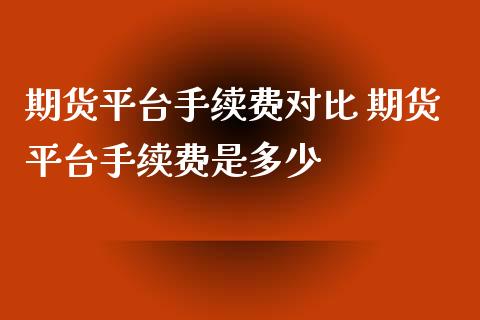 期货平台手续费对比 期货平台手续费是多少_https://www.xyskdbj.com_期货学院_第1张