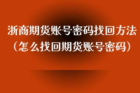 浙商期货账号密码找回方法（怎么找回期货账号密码）_https://www.xyskdbj.com_原油行情_第1张