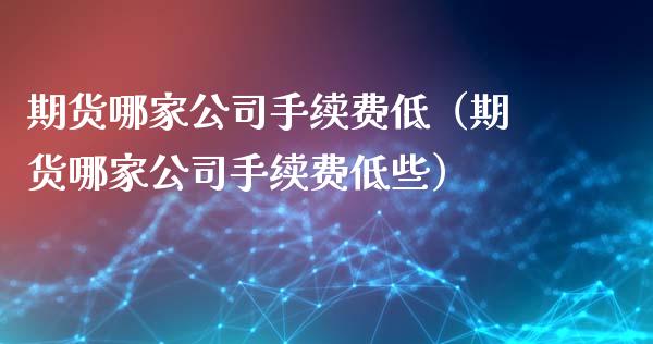 期货哪家公司手续费低（期货哪家公司手续费低些）_https://www.xyskdbj.com_期货学院_第1张