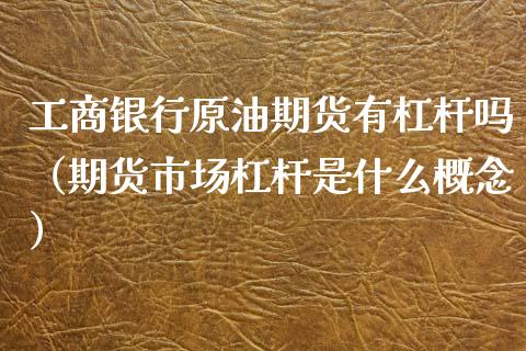 工商银行原油期货有杠杆吗（期货市场杠杆是什么概念）_https://www.xyskdbj.com_原油行情_第1张