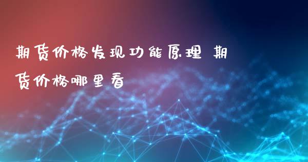 期货价格发现功能原理 期货价格哪里看_https://www.xyskdbj.com_原油直播_第1张