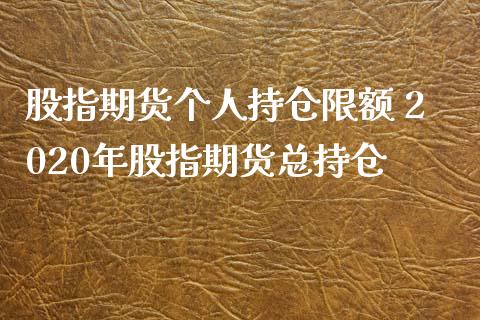 股指期货个人持仓限额 2020年股指期货总持仓_https://www.xyskdbj.com_期货学院_第1张