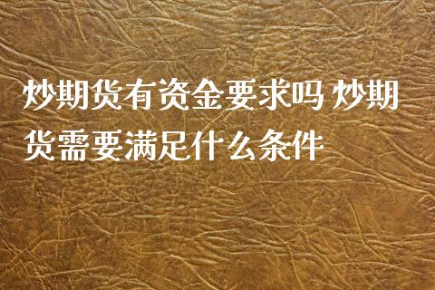 炒期货有资金要求吗 炒期货需要满足什么条件_https://www.xyskdbj.com_期货平台_第1张