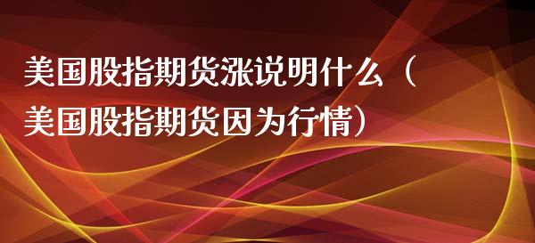 美国股指期货涨说明什么（美国股指期货因为行情）_https://www.xyskdbj.com_期货平台_第1张