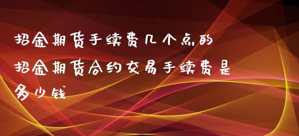 招金期货手续费几个点的 招金期货合约交易手续费是多少钱_https://www.xyskdbj.com_期货平台_第1张