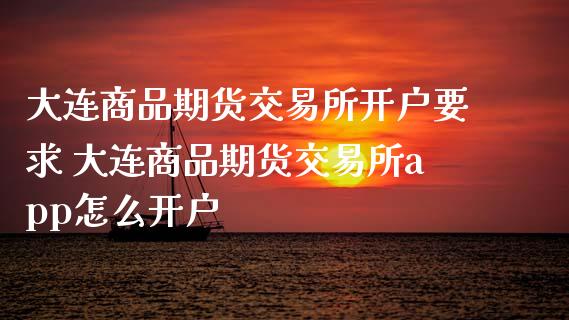 大连商品期货交易所开户要求 大连商品期货交易所app怎么开户_https://www.xyskdbj.com_期货学院_第1张