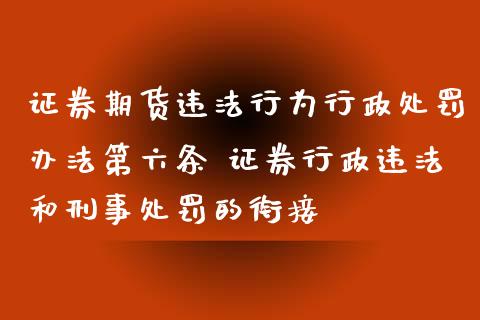 证券期货违法行为行政处罚办法第六条 证券行政违法和刑事处罚的衔接_https://www.xyskdbj.com_期货平台_第1张