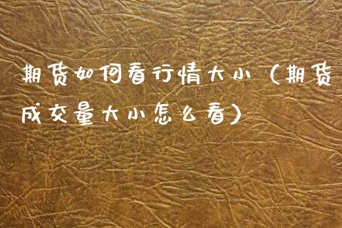 期货如何看行情大小（期货成交量大小怎么看）_https://www.xyskdbj.com_期货行情_第1张