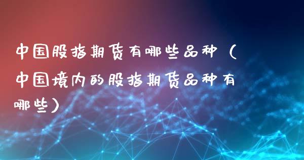 中国股指期货有哪些品种（中国境内的股指期货品种有哪些）_https://www.xyskdbj.com_期货行情_第1张