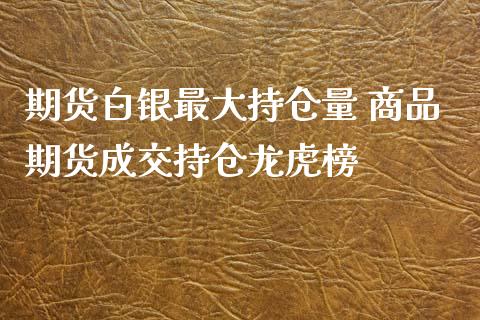 期货白银最大持仓量 商品期货成交持仓龙虎榜_https://www.xyskdbj.com_期货行情_第1张