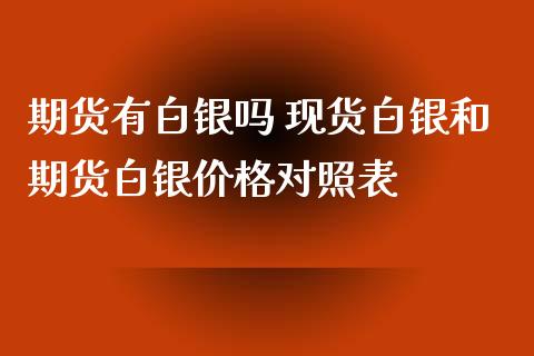 期货有白银吗 现货白银和期货白银价格对照表_https://www.xyskdbj.com_期货学院_第1张