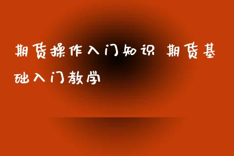 期货操作入门知识 期货基础入门教学_https://www.xyskdbj.com_原油直播_第1张