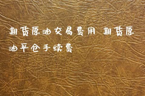 期货原油交易费用 期货原油平仓手续费_https://www.xyskdbj.com_期货学院_第1张