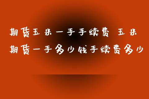 期货玉米一手手续费 玉米期货一手多少钱手续费多少_https://www.xyskdbj.com_原油直播_第1张