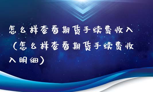 怎么样查看期货手续费收入（怎么样查看期货手续费收入明细）_https://www.xyskdbj.com_原油行情_第1张