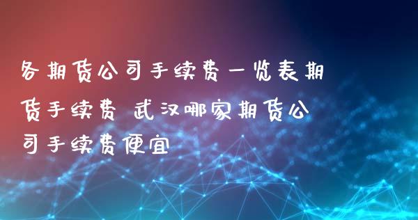 各期货公司手续费一览表期货手续费 武汉哪家期货公司手续费便宜_https://www.xyskdbj.com_原油直播_第1张