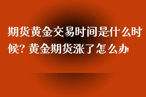 期货黄金交易时间是什么时候? 黄金期货涨了怎么办_https://www.xyskdbj.com_期货学院_第1张