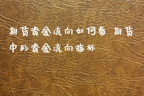 期货资金流向如何看 期货中的资金流向指标_https://www.xyskdbj.com_期货手续费_第1张