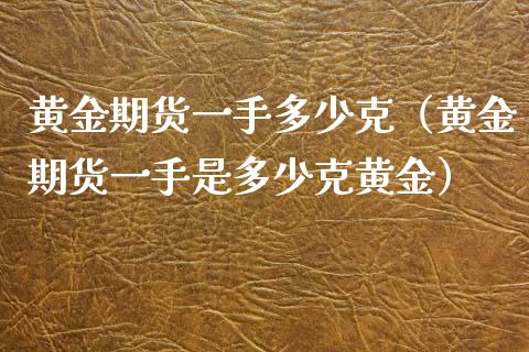 黄金期货一手多少克（黄金期货一手是多少克黄金）_https://www.xyskdbj.com_期货行情_第1张