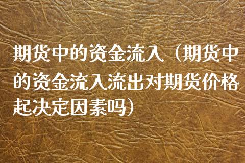 期货中的资金流入（期货中的资金流入流出对期货价格起决定因素吗）_https://www.xyskdbj.com_期货手续费_第1张