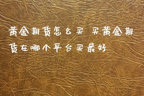 黄金期货怎么买 买黄金期货在哪个平台买最好_https://www.xyskdbj.com_期货学院_第1张