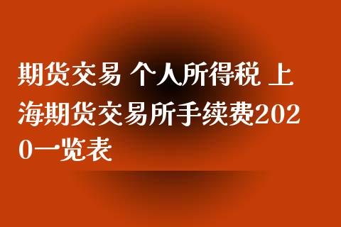 期货交易 个人所得税 上海期货交易所手续费2020一览表_https://www.xyskdbj.com_原油直播_第1张