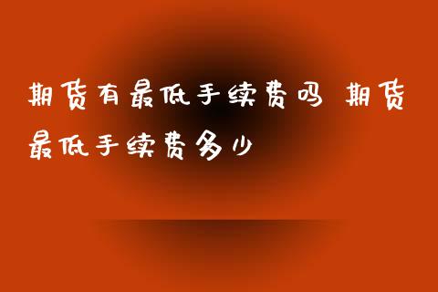 期货有最低手续费吗 期货最低手续费多少_https://www.xyskdbj.com_期货学院_第1张