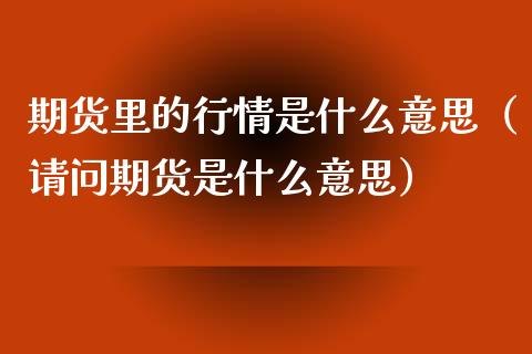 期货里的行情是什么意思（请问期货是什么意思）_https://www.xyskdbj.com_期货平台_第1张