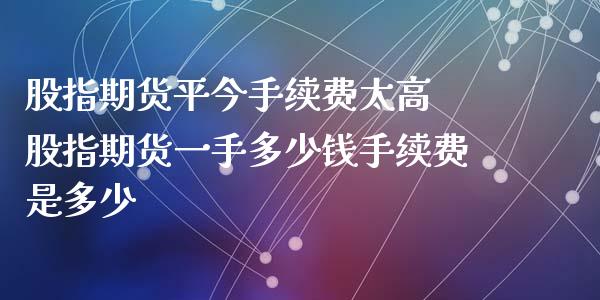 股指期货平今手续费太高 股指期货一手多少钱手续费是多少_https://www.xyskdbj.com_期货手续费_第1张