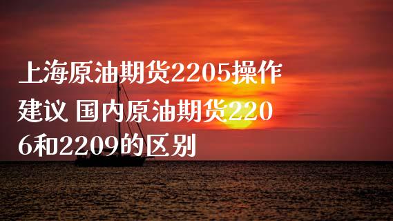 上海原油期货2205操作建议 国内原油期货2206和2209的区别_https://www.xyskdbj.com_期货学院_第1张