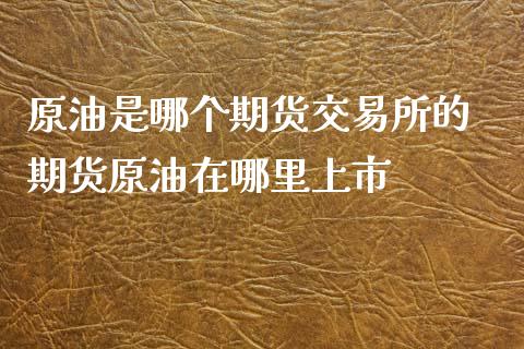 原油是哪个期货交易所的 期货原油在哪里上市_https://www.xyskdbj.com_期货学院_第1张