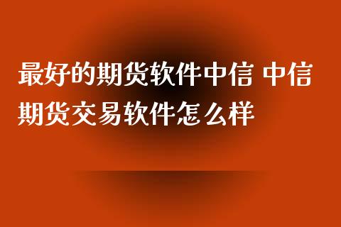 最好的期货软件中信 中信期货交易软件怎么样_https://www.xyskdbj.com_期货学院_第1张