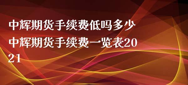 中辉期货手续费低吗多少 中辉期货手续费一览表2021_https://www.xyskdbj.com_期货手续费_第1张