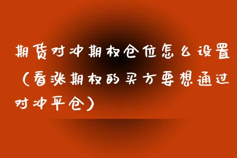 期货对冲期权仓位怎么设置（看涨期权的买方要想通过对冲平仓）_https://www.xyskdbj.com_期货平台_第1张