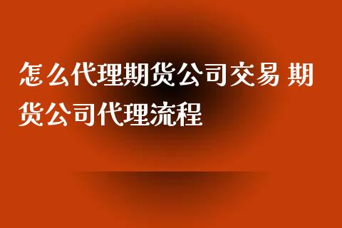 怎么代理期货公司交易 期货公司代理流程_https://www.xyskdbj.com_期货平台_第1张