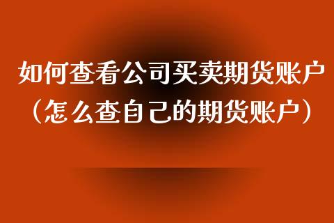 如何查看公司买卖期货账户（怎么查自己的期货账户）_https://www.xyskdbj.com_期货行情_第1张