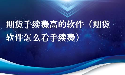 期货手续费高的软件（期货软件怎么看手续费）_https://www.xyskdbj.com_期货平台_第1张