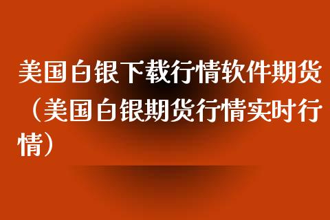 美国白银下载行情软件期货（美国白银期货行情实时行情）_https://www.xyskdbj.com_期货学院_第1张