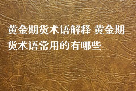 黄金期货术语解释 黄金期货术语常用的有哪些_https://www.xyskdbj.com_期货平台_第1张