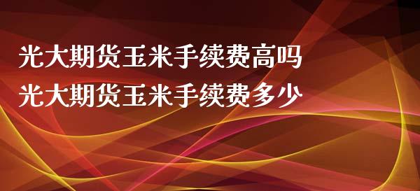 光大期货玉米手续费高吗 光大期货玉米手续费多少_https://www.xyskdbj.com_期货学院_第1张