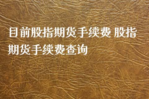 目前股指期货手续费 股指期货手续费查询_https://www.xyskdbj.com_期货行情_第1张