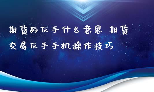 期货的反手什么意思 期货交易反手手机操作技巧_https://www.xyskdbj.com_期货学院_第1张