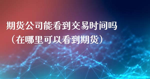 期货公司能看到交易时间吗（在哪里可以看到期货）_https://www.xyskdbj.com_期货学院_第1张