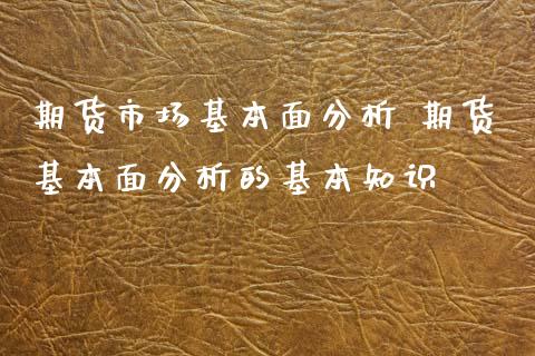 期货市场基本面分析 期货基本面分析的基本知识_https://www.xyskdbj.com_期货学院_第1张