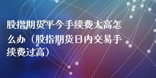 股指期货平今手续费太高怎么办（股指期货日内交易手续费过高）_https://www.xyskdbj.com_期货行情_第1张