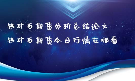 铁矿石期货分析总结论文 铁矿石期货今日行情在哪看_https://www.xyskdbj.com_期货手续费_第1张