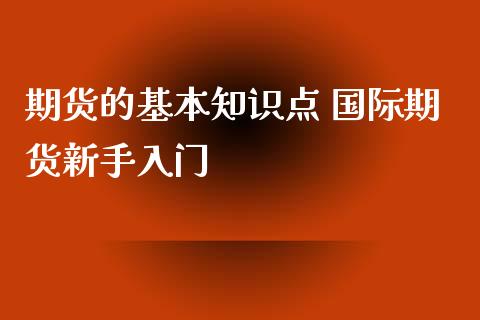 期货的基本知识点 国际期货新手入门_https://www.xyskdbj.com_期货平台_第1张