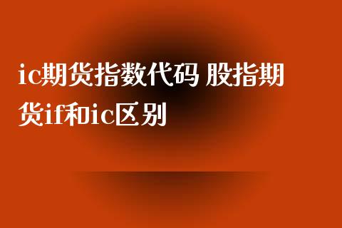 ic期货指数代码 股指期货if和ic区别_https://www.xyskdbj.com_原油直播_第1张